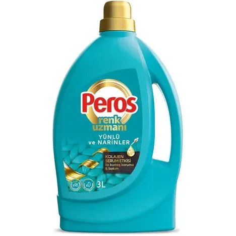 مایع ماشین لباسشویی پروس (Peros) مدل Wool & Delicate – مناسب لباس‌های ظریف و ابریشمی حجم 3 لیتر