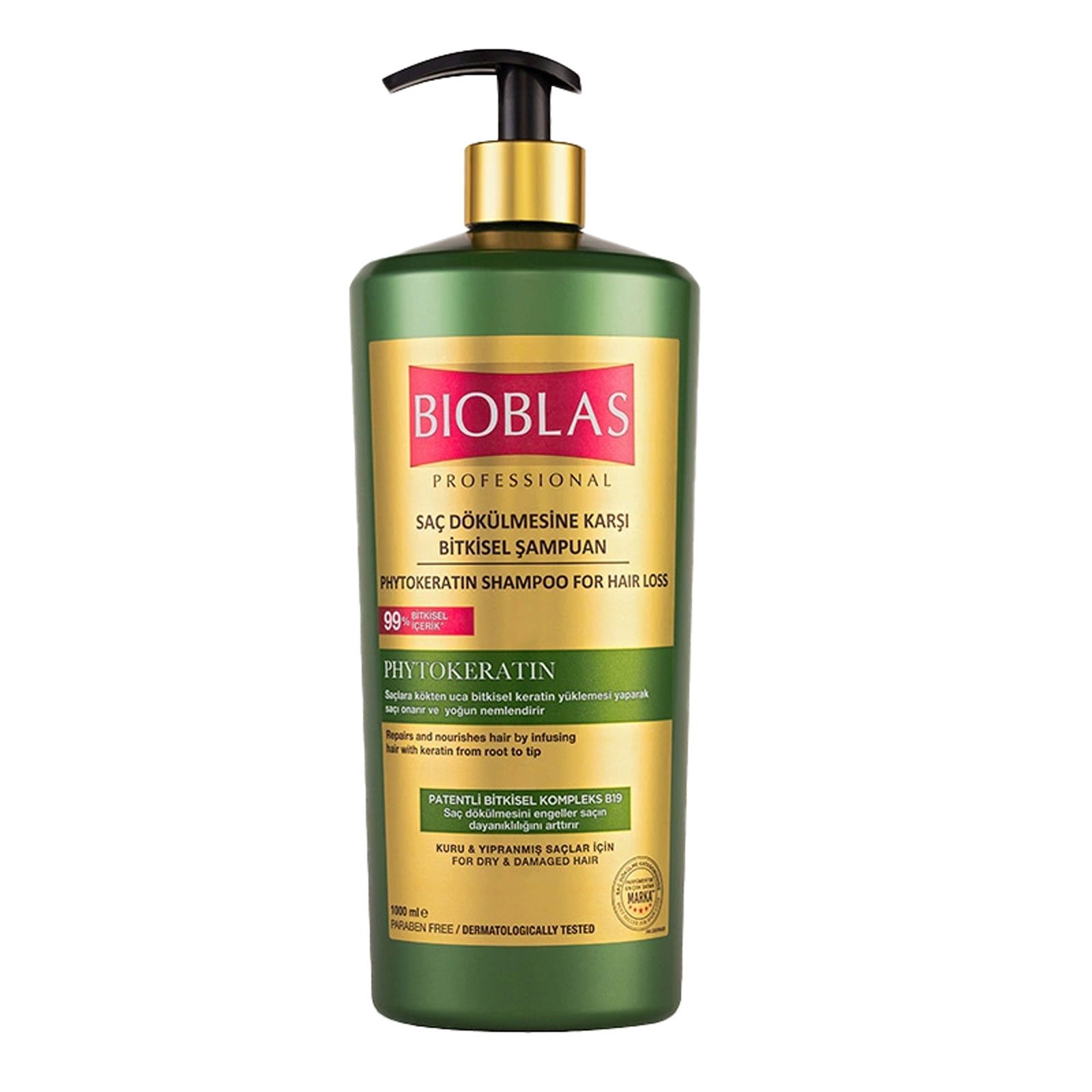 شامپو بیوبلاس Bioblas مدل Phytokeratin – مناسب انواع مو | حجم 1000 میلیلیتر — تصویر ۲